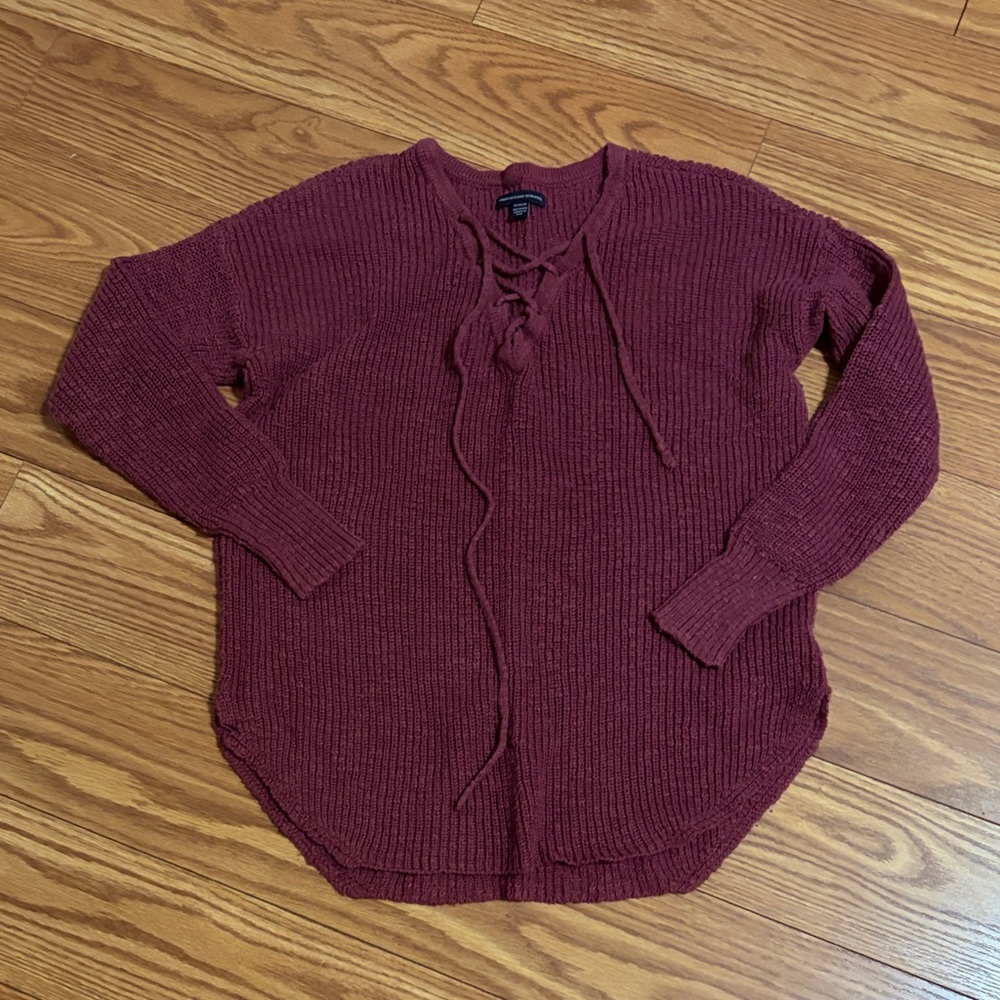 American Eagle Outfitters Maroon Crew Neck Sweater